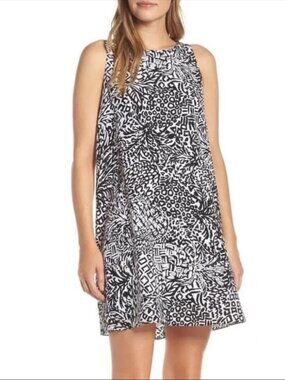 Lilly Pulitzer Jackie Silk Dress Black & White Printed Sleeveless Mini Size XL